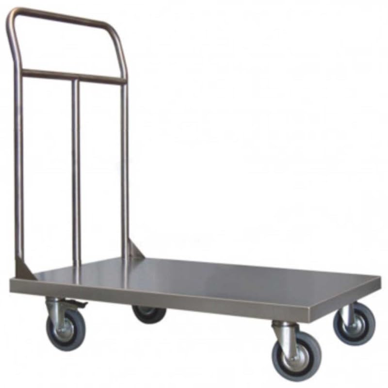 Carrello pianale singola sponda cm.80x50x90 acciaio inox PKg300 per industrie alimentari chimiche cucine mense ospedali 042-FINOX