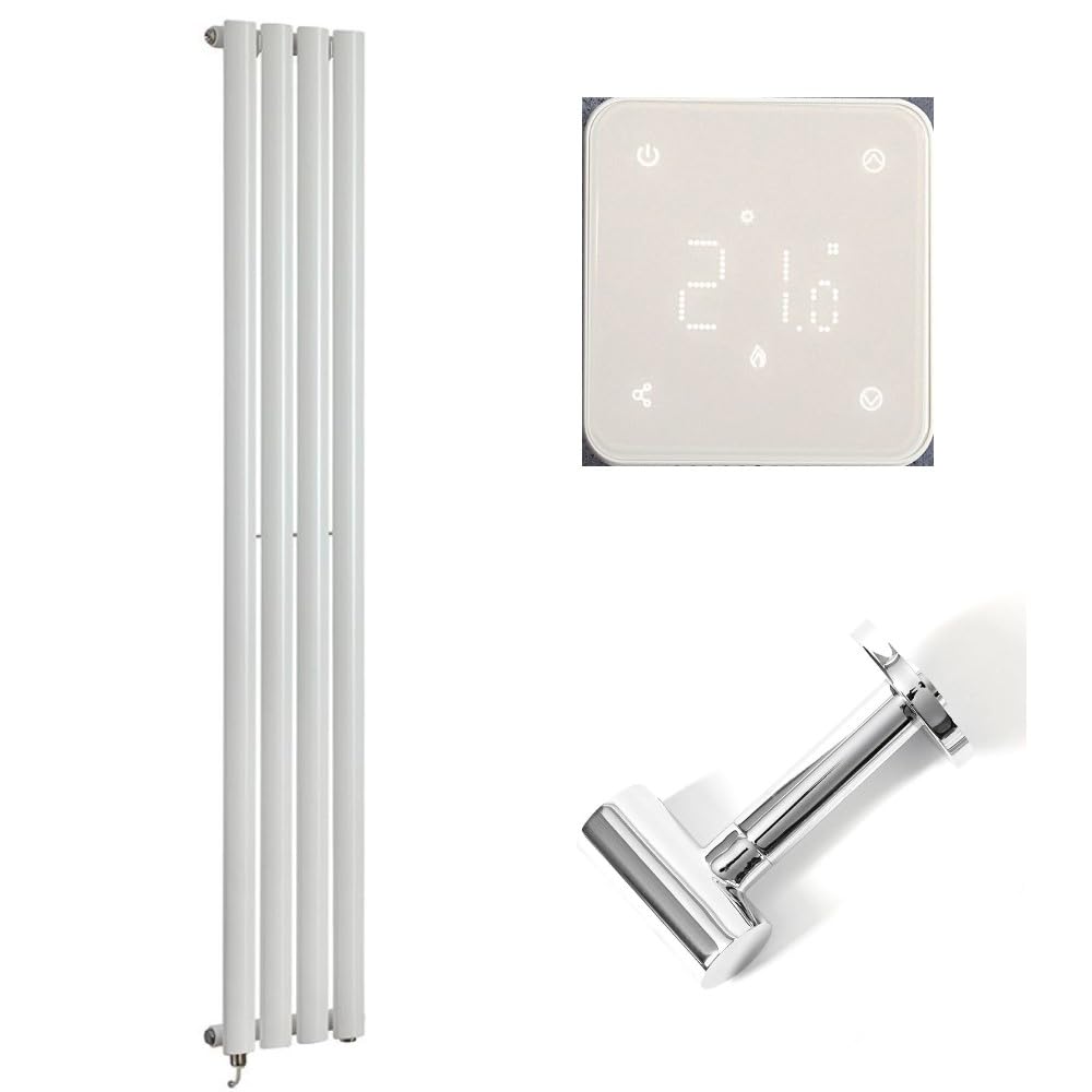 Milano Aruba 600W White Vertical Single Oval Panel WiFi Electric Radiator - 1600mm x 236mm