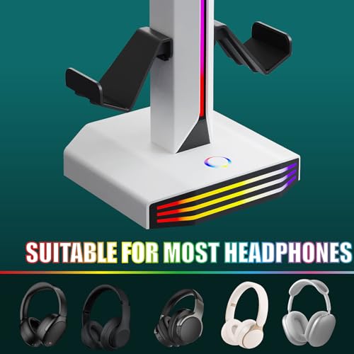 Support de contrôleur RVB pour bureau à domicile avec support de casque et ports USB