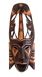 OMA African Mask Wall Hanging Decor Wooden Hand Crafted African Tiki Tribal Safari Wall Sculpture For Luck Protection Fortune