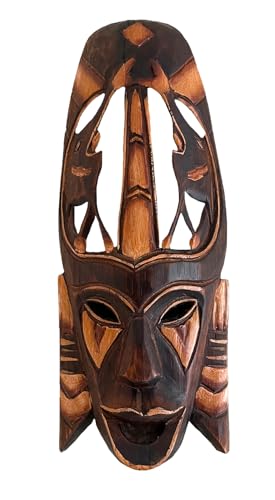 OMA African Mask Wall Hanging Decor Wooden Hand Crafted African Tiki Tribal Safari Wall Sculpture For Luck Protection Fortune