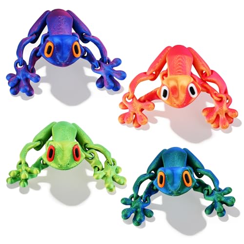 Set de 4 imanes decorativos de rana 3D poseables miniatura 2