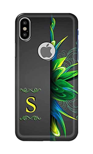 Image of Name II Initial II Letter Alphabet S Hard Back Case Cover for Apple iPhone X Logo /iPhone 10 / iPhone Ten /iPhone Xs Logo Back Cover -(J5) VNS2222