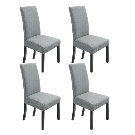 NORTHERN BROTHERS Covers for Dining Chairs 4 Pack Light Gray Chair Covers Stretch Chair Covers Slip Covers Parsons Chair Protector for Dining Room