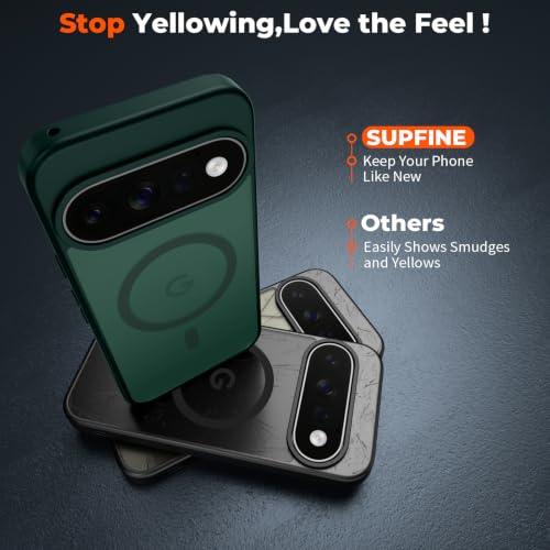 Image of SUPFINE Magnetic for Google Pixel 11 Pro XL Case - Forest Green | With Screen Protector,Translucent Matte,Built-in Magnets,Military Grade Drop Protection,Shockproof Phone Cover