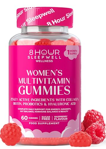 Women’s Multivitamin Gummies – 25 Essential Vitamins, Minerals & Probiotics | with Marine Collagen, Hyaluronic Acid, Biotin, Folic Acid, B5, B6, B12, C & D3 | Sugar-Free & Gluten-Free | 1 Month Supply