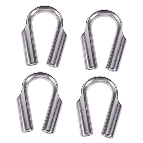 FUNOMOCYA 4pcs Wire Rope Sleeves Wire Cable Clamps Rack Cable Thimble Steel Wire Rope Cable Rope Clamps Cable Rope Steel Cable Clamp Chain Galvanized Garden Wire Rope Stainless Steel Silver