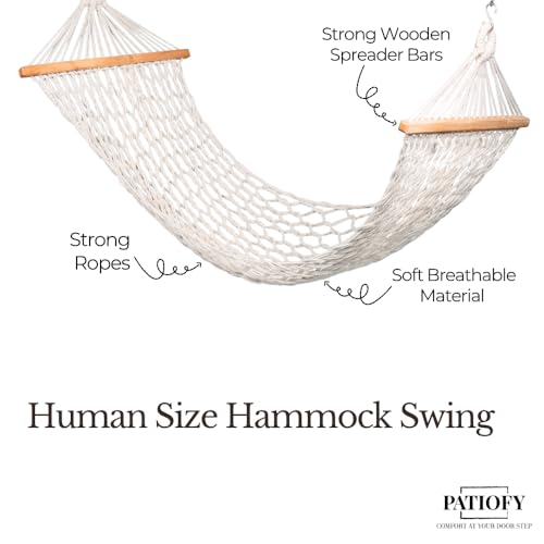 Image of Patiofy Human Size Hammock Swing /Jhula for Balcony /Swing for Balcony for Adult /Jhoola for Home /Hammock /Suitable for Indoor & Outdoor / 120Kgs Weight Bearing Capacity (Beige)
