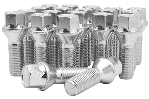 Chrome 12mm X 1.5 Stock Style Ball Seat Lug Bolt, 20mm Length Threads, Sold As 10 Pack