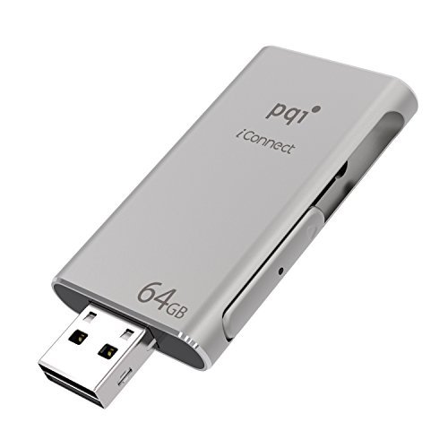 [Apple Mfi] Iconnect 64 GB Mobile Flash Drive w/ Lightning Connector for iPhones, iPads, iPod Mac & PC USB 3.0 (Iron Gray)