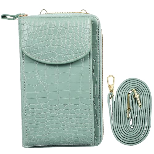 WATIIFUFU Borsa Tracolla Donna Verde Grande Capacità con Doppio Scomparto per Telefono e Cosmetici Portatile e Resistente per Uso Esterno