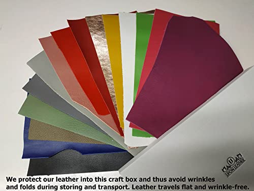 Upon Leather - Genuine Leather Scraps 1 Pound Medium & Large Pieces | 6-7 Square Feet Cowhide Remnants For Crafts, Earrings, Jewelry | 15 Pieces Or More Of Various Sizes, Colors And Styles. #TOP5