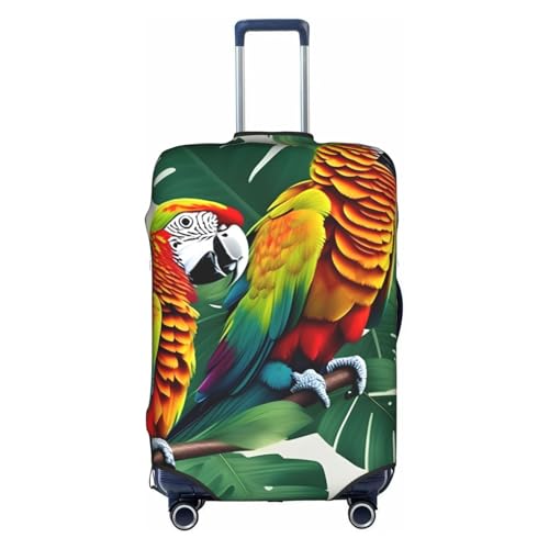 Housse de valise élastique blanche à motif tropical pour bagage L 65-70 cm