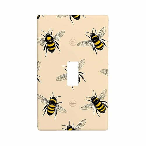 Image of Moslion Bee Single Toggle Covers Honey Bee Hardworking Yellow 1 Gang Wall Plate Decoration Light Switch Covers Bathroom Home Kitchen