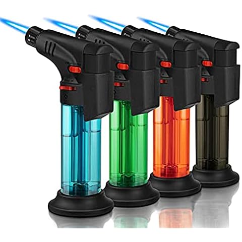 ONE BEST DEAL Butane Gas Torch Lighter Assorted Color Lighter Refillable Cooks Gas Utility Burner Creme Brulee Blow Jet Flame Lighter for Kitchen, Hookah, Welding and BBQ Cover