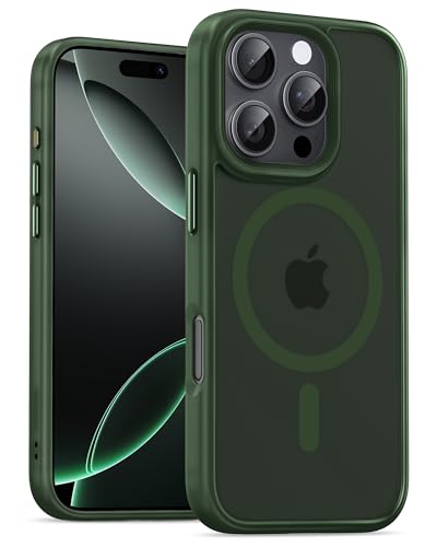 Image of UNBREAKcable Magnetic for iPhone 16 Pro Max Case 6.9-Inch, Compatible with MagSafe, Full Camera Protection, Built-in Magnetic Ring, Drop Protection Shockproof Slim Phone Cover - Dark Green