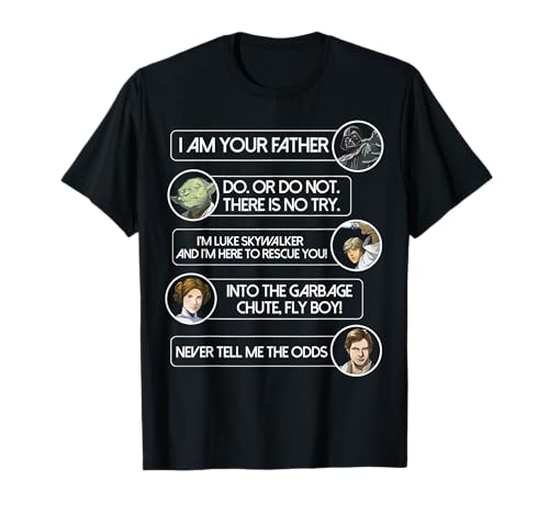 T-shirt Star Wars pour homme avec citations de film cultes en coton noir