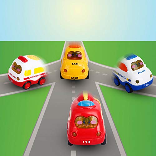 Mallya Toy Cars, Pull Back Cars for Kids Push and Go Vehicles Toys Friction Powered Car Toys Christmas Birthday Gift for 1, 2, 3 Years Old Boys and Girls (4 Pcs)
