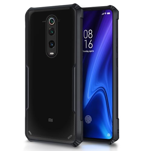 Image of Outlouders Back Cover for Redmi K20 / K20 Pro | Ultra Hybrid Transparent | Full Camera Protection | Raised Edge | Crystal Clear Bumper Case (Black)