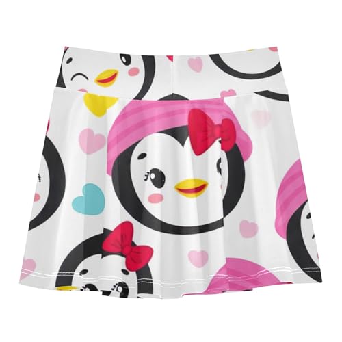 Joisal Athletic Shorts Girls Skorts Cute Cartoon Penguin Tennis Skirts Toddler Cool Pink Teen Skirt 3t2