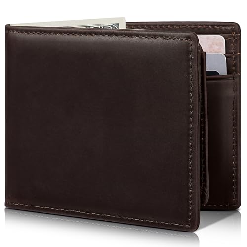 Image of Artpaxy Mens Wallet Bifold Genuine Leather RFID Blocking Wallet for Men with 2 ID Windows 12 Card Holders 2 cash pockets 1 Gift Box