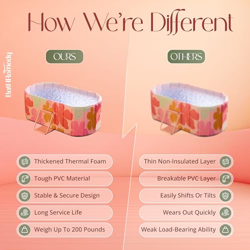 Image of Bath Tub for Adult for Bathroom, Foldable SPA Tub for Home Use with Drainage Hole, Thickened Insulated Ice Bath Tub, Inflatable BathTub for Adults, Ice BathTub for Adults (Peach Flower)