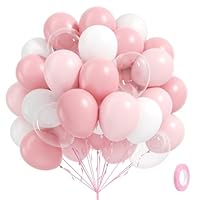 60pcs Light Pink Balloons with Clear Pastel Pink and White Balloons for Wedding Bridal Baby Shower Shower Birthday Party Decorations