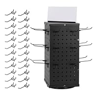 Metal Rotating Pegboard Display Stand with 24 Hooks, 4-Sided Jewelry Organizer for Retail and Shows