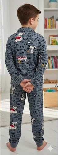 Image of TONY & JONY Summer Casual Wear Self Design Cartoons Printed Full Sleeve 100% Pure Cotton Kid's Top Bottom Set /Night Suit