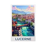 Luzern Leinwand-Poster, Schlafzimmerdekoration, Landschaft, 