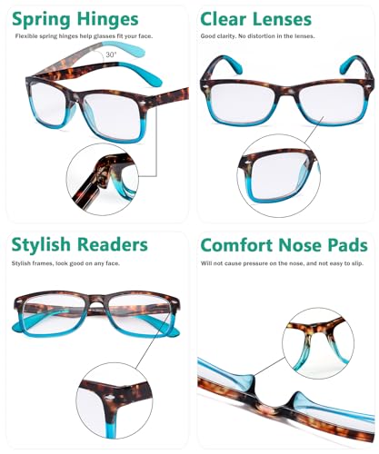 Image of Eyekepper Classic Vintage Style Reading Glasses Tortoise /Blue +2.50