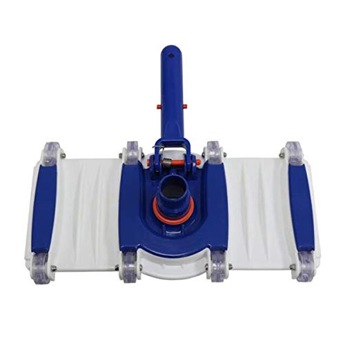 Greatangle Weighted Flexible Concrete Swimming Pool Vacuum Head With Swivel Hose Connection & Aluminum Spring Action Pole Handle - Blue And White