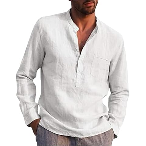 Men's Linen Shirt with Pocket Cover