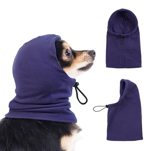 Katzinst Schallschutz Schal Hund, Ohrenschutz Hund, Silvester Gehörschutz Kleine Hunde, Angstlinderung und Beruhigung von Hundeohren,Reduziert Lärm, Feuerwerk, Hundemütze für Kleine Hunde (Lila, S)