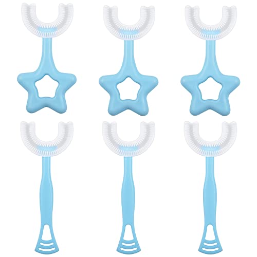 6 Pcs Kids U Shaped Toothbrush with Soft Silicone Brush Head, 360° Oral Teeth Cleaning Tools Whitening Massage Toothbrush Whole Mouth Toothbrush with Handle for Toddlers and Children(Ages 2-6, 6-12)