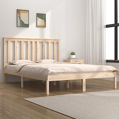 AJJHUUKI Muebles de exterior, marco de cama sin colchón, madera maciza, muebles dobles pequeños