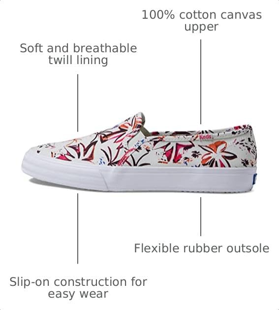 Image of Keds Womens Double Decker Canvas Slip On Sneakers Shoes Casual - Black
