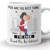 Personalized You're The Best Thing I Found on The Internet Mug – Custom Name Couple Mugs 11oz/15oz Gifts for Valentines, Anniversary (Couple #1)