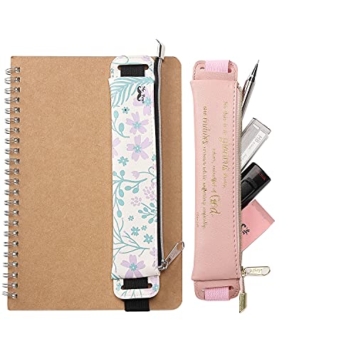 Mr. Pen- Leather Adjustable Elastic Band Pen Holder, 2 Pc, Pen Pouch for Planner, Pen Holder, Pen Holder for Notebook, Notebook Pen Holder, Bible Journaling Pen Holder, Planner Pouch, Bible Pen Holder