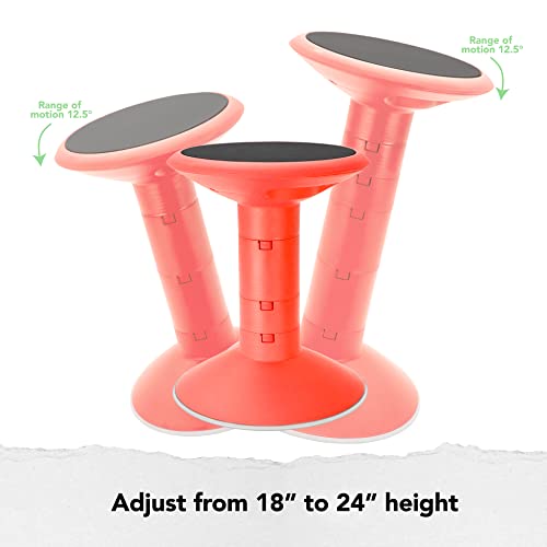Image of Storex Active Tilt Stool - Ergonomic Seating for Flexible Office Space and Standing Desks, Adjustable 12-24 Inch Height, Red (00324U01C)