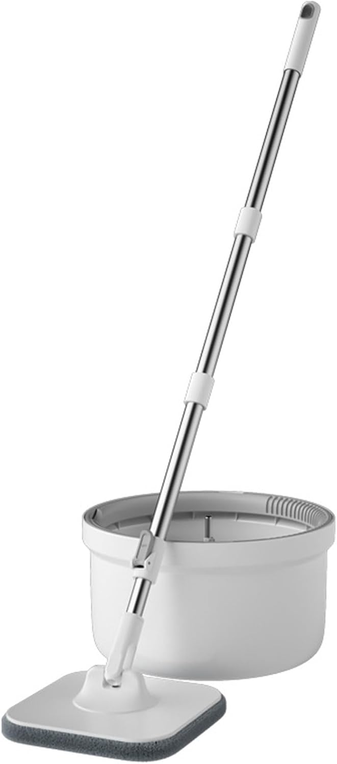 Spin Mop and Bucket with Separate Dirty and Clean Water, 360° Spin Mop and Bucket System, 3 Replaceable Mop Pads, Square Mop for Floor Hardwood Tile Marble Wall Cleaning