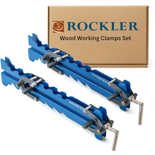 Rockler Mini Deluxe Panel Clamps (2-Pack) - Powerful Four-Way Pressure Cabinet Clamps - Sawtooth Pattern Mini Clamp Set w/Clamp Rails, Storage Rack & More - Great for Small Panel, Cutting Boards