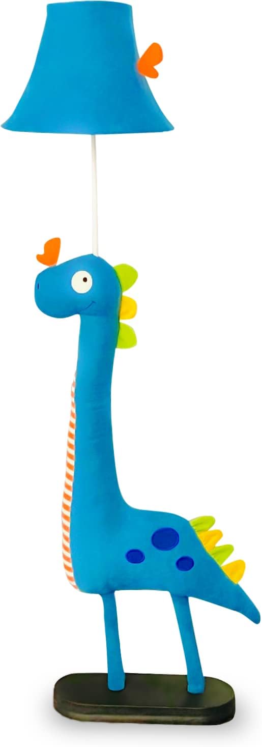 Kids Floor Lamp, Blue Dinosaur Design 50 Inch Modern Floor Lamp for Bedroom, Hand-Stitched Toy Standing Lamp for Living Room, Package Come with an E26 LED Bulb