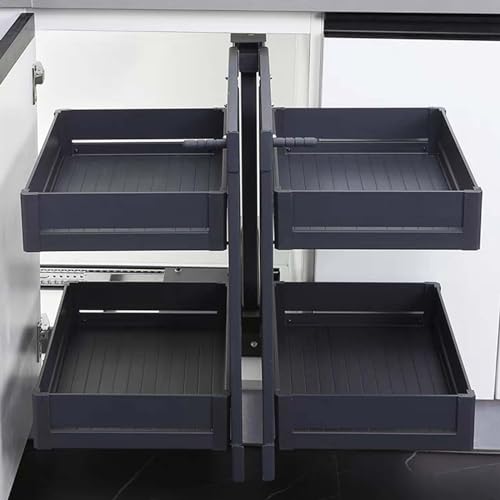 Organisateur d'armoire extractible pour angle aveugle gauche 2 niveaux coulissants robustes