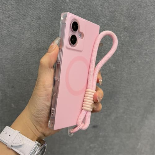 Coque iPhone 14 Pro Max rose antichoc et cordon de transport
