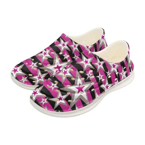 Watdotory Pink American Stars Print Slides for Kids Shower Slippers Bathroom Pool Sandals Boys Girls Comfy EVA Sole Summer Non-Slip Beach Shoes