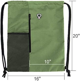 BeeGreen Drawstring Backpack Gym Sports Bag with Front Zipper Pocket and Inner Pocket Large 18.5"L x 13.8"W Cinch Sack