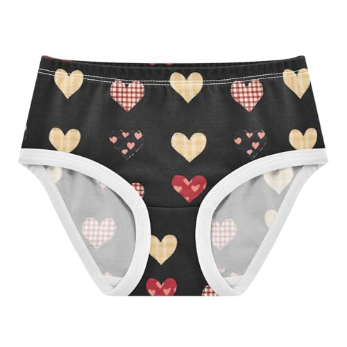 ZZKKO Plaid Heart Black Girls Underwear Toddler Panties for Girls Comfort Brief Size 2T-8Y