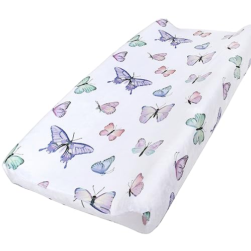 Image of Owlowla Changing Pad Cover Soft Minky Changing Table Cover Lovely Print Waterproof Changing Pad Covers Baby Boy Girl(Butterfly)