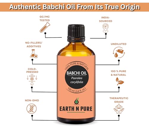 Image of Earth N Pure Babchi Oil (Psoralea Corylifolia) | Cold pressed and Undiluted For Skin, Pigmentation, Vitiligo & Uneven Skin Tone - 100ML